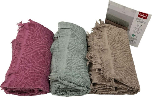 3-asciugamani-cm-60x100-e-3-ospiti-cm-40×60-in-tre-colori-di-spugna-tinta-unita-in-puro-cotone-idrofilo-con-frange-peso-400-g/mq-Gabel-prodotto-in-Italia