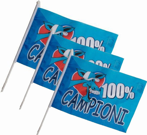 3 Bandiere Con Asta 45x30 Napoli Italia Scudetto Calcio Squadra Champions League Sport e tempo libero/Fan Shop/Calcio/Bandiere e gagliardetti Trade Shop italia - Napoli, Commerciovirtuoso.it