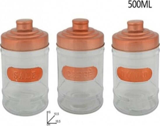 3 Barattoli 500ml Tappo Rame Ermetici Contenitori Vetro Da Cucina Sale Zucchero Casa e cucina/Organizzazione interni/Contenitori e barattoli da cucina/Vasetti e barattoli per conserve/Barattoli Trade Shop italia - Napoli, Commerciovirtuoso.it