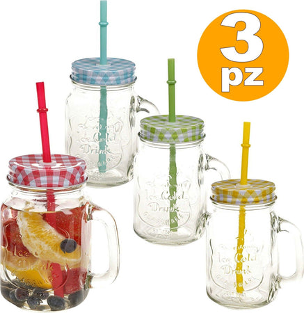 3 BARATTOLI CON CANNUCCIA CON MANICO MANIGLIA COPERCHIO TAZZA BOCCALE VETRO JAR Casa e cucina/Organizzazione interni/Contenitori e barattoli da cucina/Vasetti e barattoli per conserve/Barattoli Trade Shop italia - Napoli, Commerciovirtuoso.it