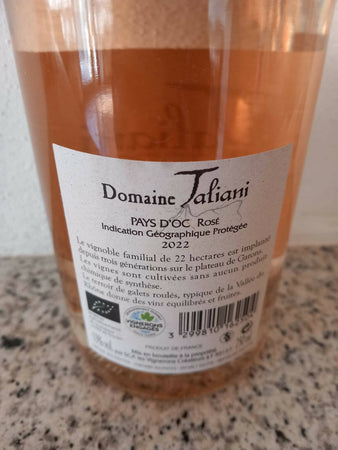3 bottiglie di Vino francese rosé biologico (consegna gratuita ) domaine taliani pays d'oc ( francia) 75cl 2022 igp