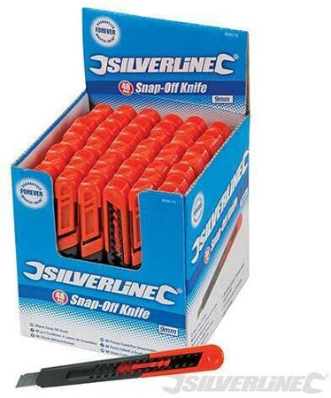 3 pacchi di taglierini con espositore da 48 pezzi ognuno silverline con lama da 9 mm