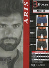 3 Paia Boxer Uomo Aris Fantasia Righe O Tinta Unita Blu Grigio Nero Art. Aru110 Rigato/ 100 Tinta Unita