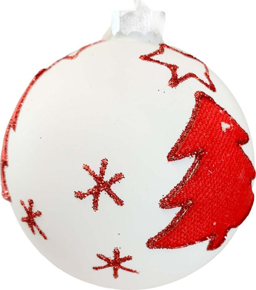 3 Palline per albero di natale in vetro bianco e rosso da Ø 8 cm pendaglio decorato Casa e cucina/Decorazioni per interni/Addobbi e decorazioni per ricorrenze/Decorazioni natalizie/Addobbi e decorazioni/Palle e palline MagiediNatale.it - Altamura, Commerciovirtuoso.it