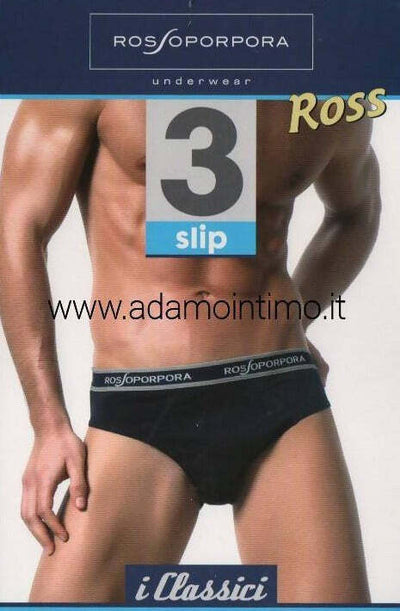 3 Pezzi Slip Uomo in Cotone a Tinta unita con Elastico - Rossoporpora Art. ROSS