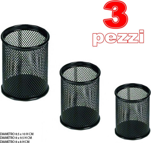3 PORTAPENNE TONDO DA SCRIVANIA METALLO RETE PORTA PENNE UFFICIO CANCELLERIA Cancelleria e prodotti per ufficio/Archivio ufficio e accessori per scrivania/Accessori da scrivania e archiviazione/Portaoggetti e portablocchi da scrivania/Portapenne Trade Shop italia - Napoli, Commerciovirtuoso.it