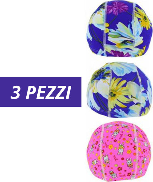 3 Pz Cuffia Piscina Mare Nuoto Stampata Varie Fantasie Con Fascia Elastica 2cm Sport e tempo libero/Attività ricreative all'aperto/Sport acquatici/Nuoto/Cuffie Trade Shop italia - Napoli, Commerciovirtuoso.it