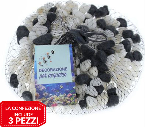 3 Pz Pietre Decorative Acquario Bianche Nere Decorazione Sassi Piante Vasi 300gr Prodotti per animali domestici/Pesci e animali d'acqua/Arredo per acquario/Ciottoli decorativi Trade Shop italia - Napoli, Commerciovirtuoso.it