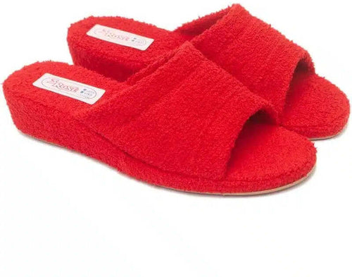 3 ROSE Ciabatta da donna in spugna rossa con punta aperta