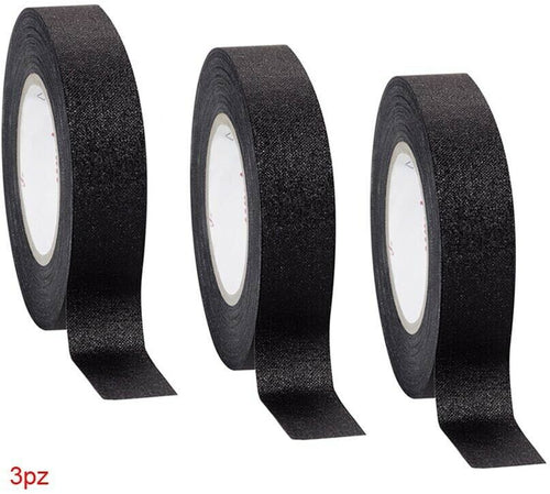 3 Rotoli Nastro Telato Isolante Per Cablaggio Cavi Elettrici Rotolo 18mm Nero Royce