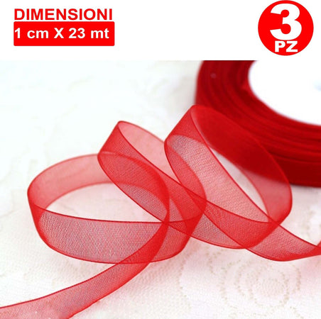 3 ROTOLO ROTOLI NASTRO ROSSO BOMBONIERA ORGANZA DECORAZIONI ADDOBBI DECOUPAGE Casa e cucina/Hobby creativi/Materiali per hobby creativi/Forniture per feste/Bomboniere Trade Shop italia - Napoli, Commerciovirtuoso.it