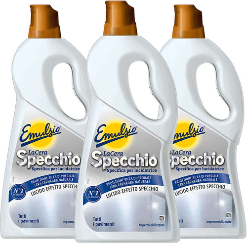 3 x Emulsio la Cera Specchio per Tutti i Pavimenti Effetto Lucido (3 x 725 ml)