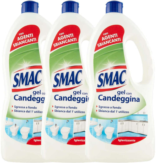 3 x Smac Gel Con Candeggina Sgrassa a Fondo Con Bicarbonato Attivo 850 ml