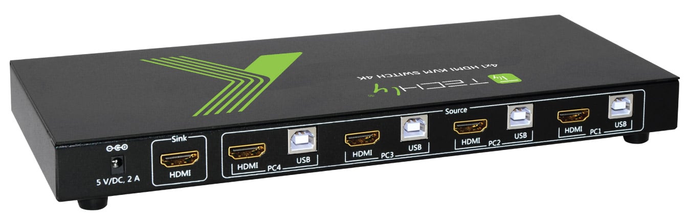 KVM switch 4x1 con USB e HDMI 4K