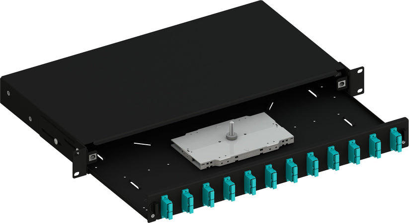 Cassetto Ottico 19'' Scorrevole con 12 Bussole SC Duplex Multimodale OM3 Nero