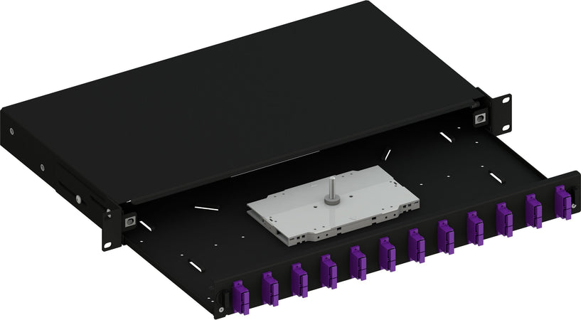 Cassetto Ottico 19'' Scorrevole con 12 Bussole SC Duplex Multimodale OM4 Nero
