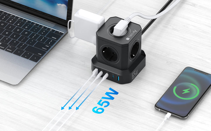 Multipresa da Tavolo USB Cube 5p 2xUSB-A 3xUSB-C