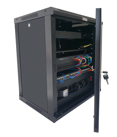 Armadio Rack 19'' a Muro 12 Unità P.600 mm Flat Pack Nero