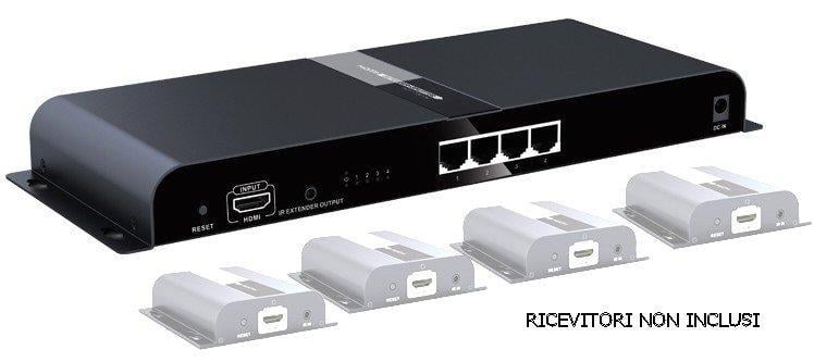 Extender Splitter 4 vie HDMI con IR su Cavo CAT6/6a/7 fino a 120m