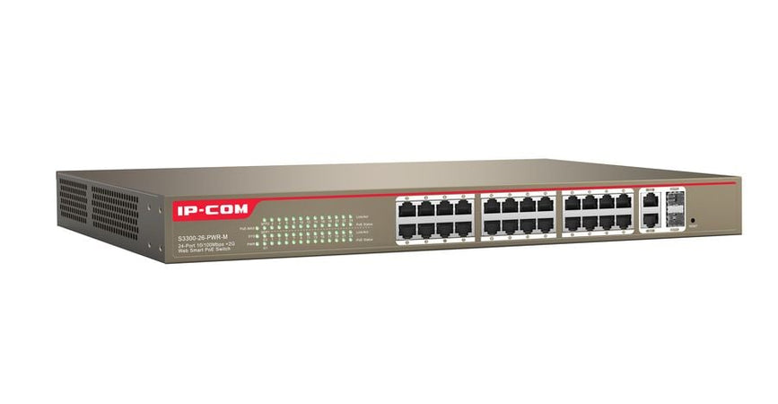 Switch 24 porte 10/100 con 2 porte gigabit/SFP combo con Web-Smart, S3300-26-PWR-M