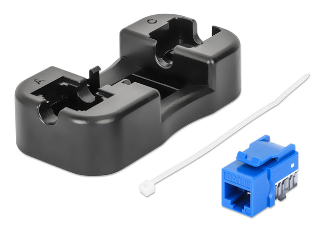 Frutto Keystone Slim Cat.6 per Cavo Rigido con Supporto Punch-Down 25 pz Blu