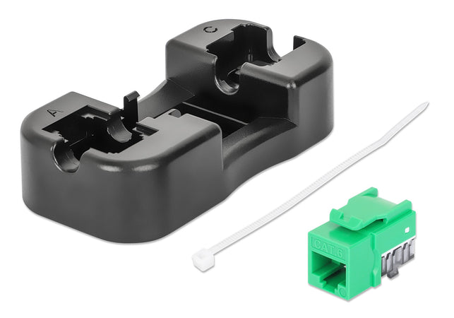 Frutto Keystone Slim Cat.6 per Cavo Rigido con Supporto Punch-Down 25 pz Verde