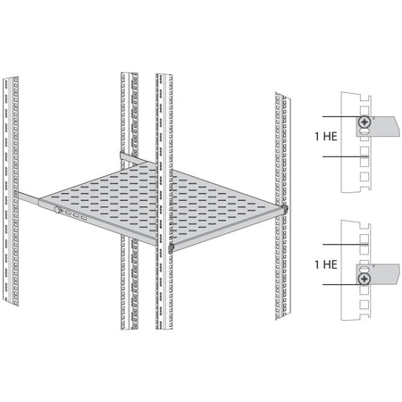 Mensola per Rack 19'' 350-450 mm 0.5U Nero 4 Punti