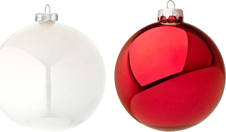 30 palline natalizie di vetro Rosso e Bianco da Ø 6 cm, Pendaglio Tinta Unita Casa e cucina/Decorazioni per interni/Addobbi e decorazioni per ricorrenze/Decorazioni natalizie/Addobbi e decorazioni/Palle e palline MagiediNatale.it - Altamura, Commerciovirtuoso.it