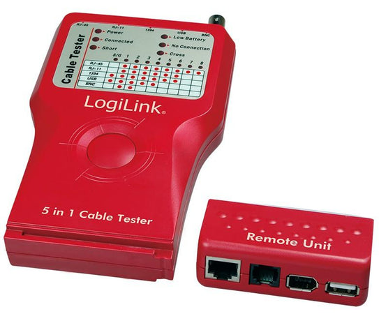 Tester di Rete per Cavi Firewire RJ45 Cat. 5 e 6, ISDN, USB e BNC