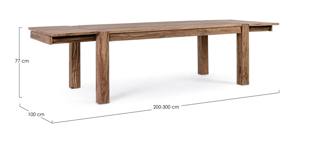 Tavolo Salford allungabile rettangolare, con gambe, piano in legno sheesham, stile design