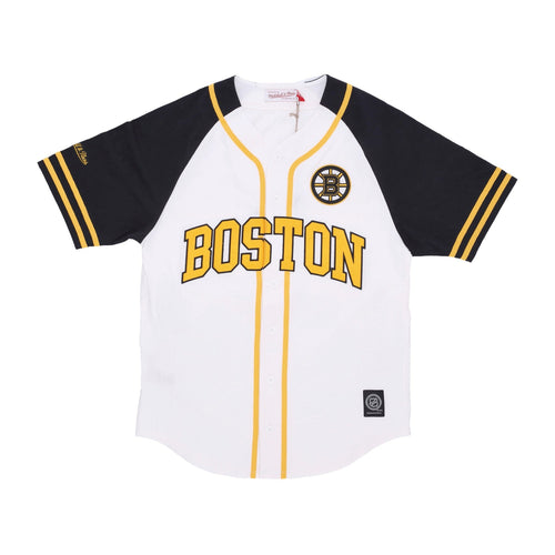 MITCHELL & NESS Casacca Bottoni Uomo Nhl Practice Day Button Front Jersey Bosbru White da uomo