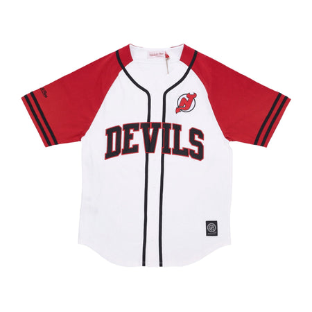 MITCHELL &amp; NESS Casacca Bottoni Uomo Nhl Practice Day Button Front Jersey Nejdev White da uomo