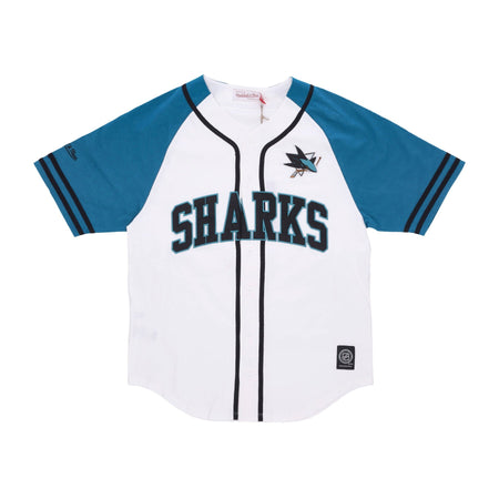 MITCHELL &amp; NESS Casacca Bottoni Uomo Nhl Practice Day Button Front Jersey Sajsha White da uomo