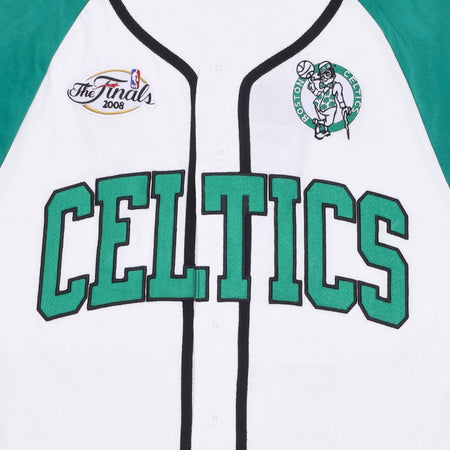 MITCHELL &amp; NESS Casacca Bottoni Uomo Nba Practice Day Button Front Jersey Hardwood Classics Boscel White da uomo