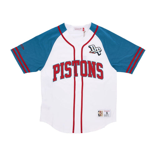 MITCHELL & NESS Casacca Bottoni Uomo Nba Practice Day Button Front Jersey Hardwood Classics Detpis White da uomo