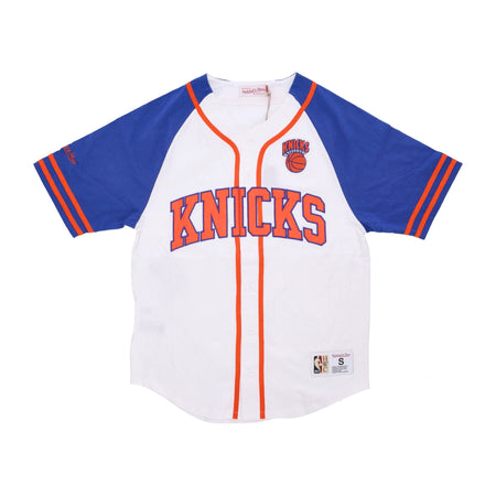 MITCHELL &amp; NESS Casacca Bottoni Uomo Nba Practice Day Button Front Jersey Hardwood Classics Neykni White da uomo