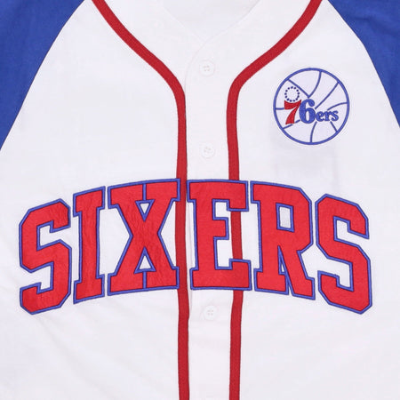 MITCHELL &amp; NESS Casacca Bottoni Uomo Nba Practice Day Button Front Jersey Hardwood Classics Phi76e White da uomo
