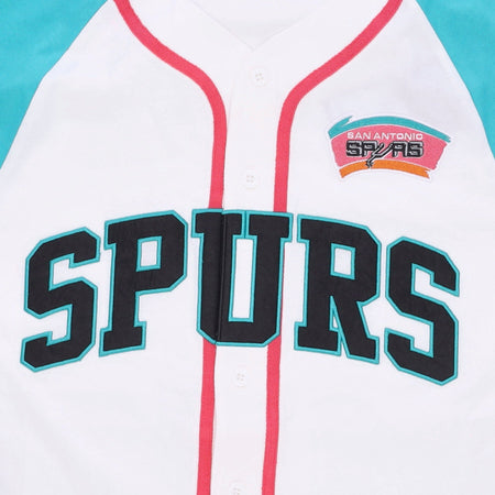 MITCHELL &amp; NESS Casacca Bottoni Uomo Nba Practice Day Button Front Jersey Hardwood Classics Saaspu White da uomo