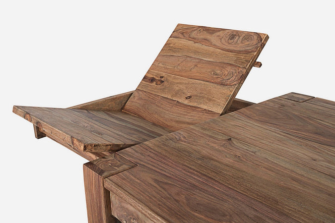 Tavolo Salford allungabile rettangolare, con gambe, piano in legno sheesham, stile design