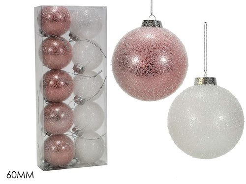 Set 10 palle 60mm con glitter oro