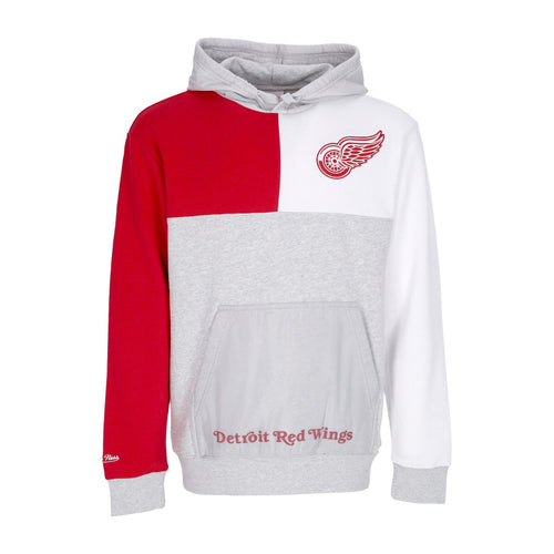 MITCHELL & NESS Felpa Cappuccio Uomo Nhl Tie Breaker Fleece Hoodie Detwin Grey Heather/red da uomo