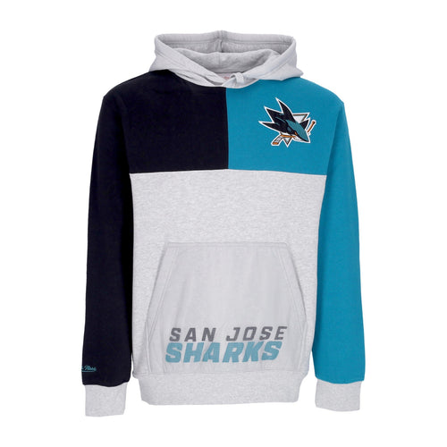 MITCHELL & NESS Felpa Cappuccio Uomo Nhl Tie Breaker Fleece Hoodie Sajsha Grey Heather/black da uomo