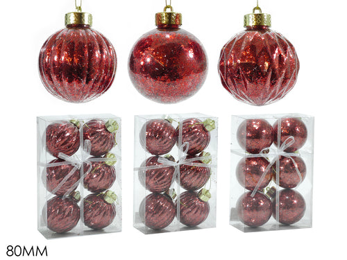 Set 6 Palle 80mm Rosso 3 Assortimenti