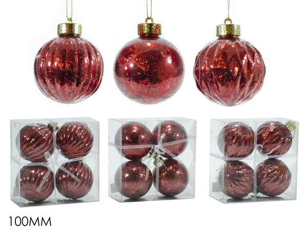 Set 4 Palle 100mm Rosso 3 Assortimenti