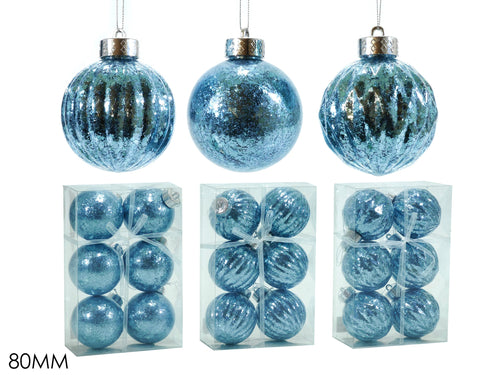 Set 6 Palle 80mm Celeste 3 Assortimenti