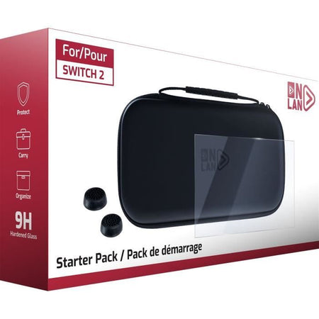 Starter Pack - ONLAN - Nintendo Switch 2 - Custodia nera + Pellicola protettiva + Levette analogiche