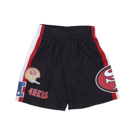 MITCHELL &amp; NESS Pantaloncino Tipo Basket Uomo Nfl Hometown Mesh Short Saf49e Black da uomo