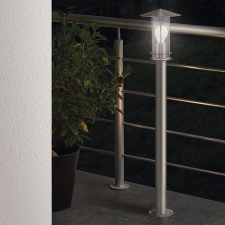 Lampada Contemporanea Da Esterno Lisio Alta 1 Luce Acciaio Inox Grigio