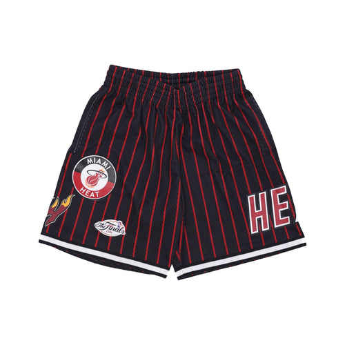 MITCHELL & NESS Pantaloncino Basket Uomo Nba Hometown Mesh Short Hardwood Classics Miahea Black/red da uomo