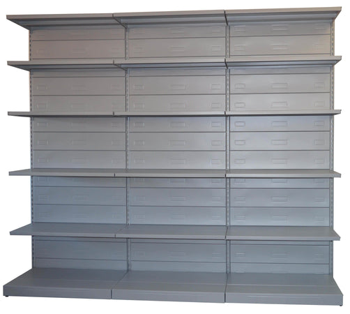 Scaffale in metallo verniciato alluminio per negozio cm. 97x30x250h